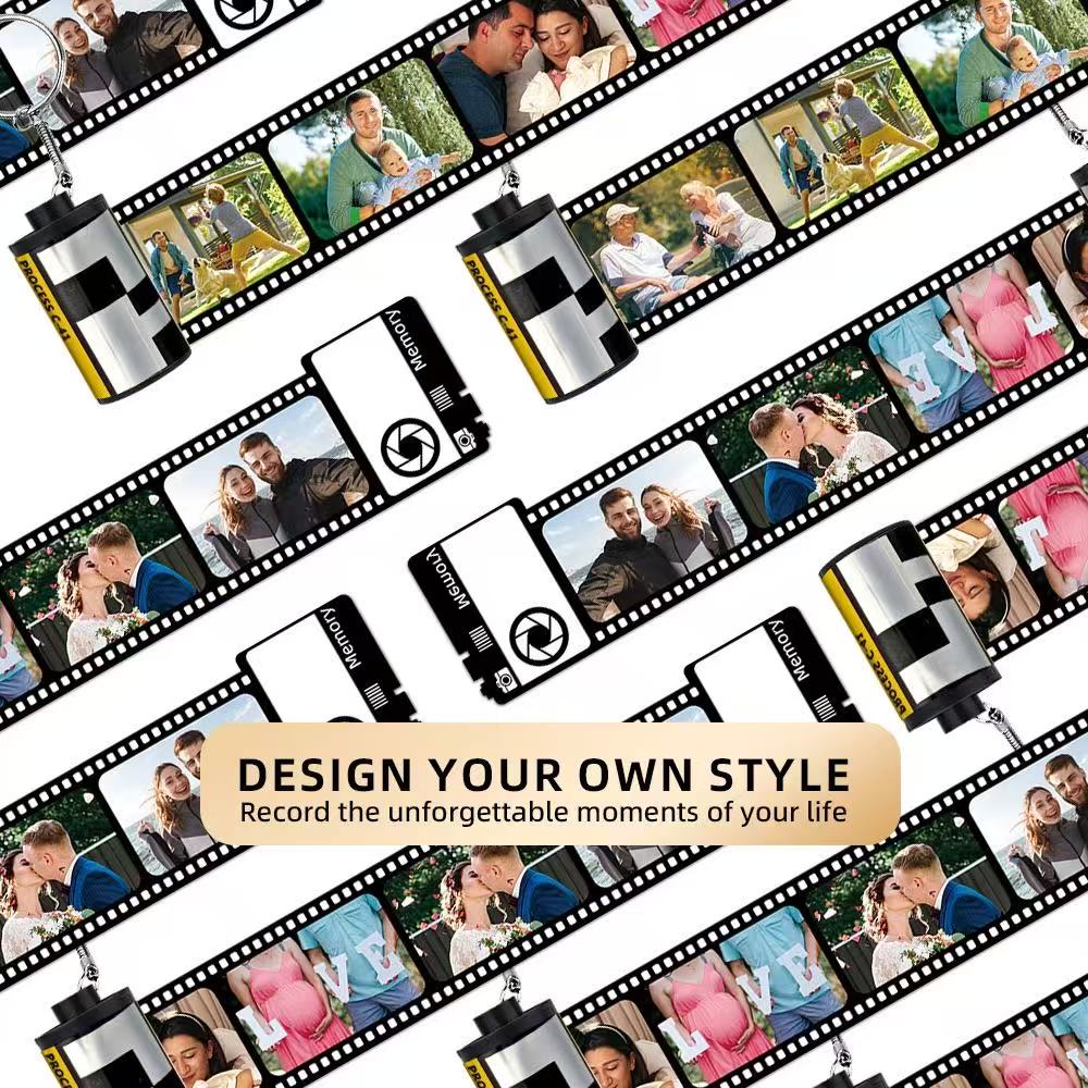 Memory film roll album by Miniic Shop, featuring a creative DIY photo gift with multiple film roll compartments for personalized photo storage.
