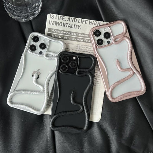 Miniic Shop 3D Snake Hollow Phone Case with ultra-thin design, showcasing a detailed snake pattern on a sleek, lightweight cover.