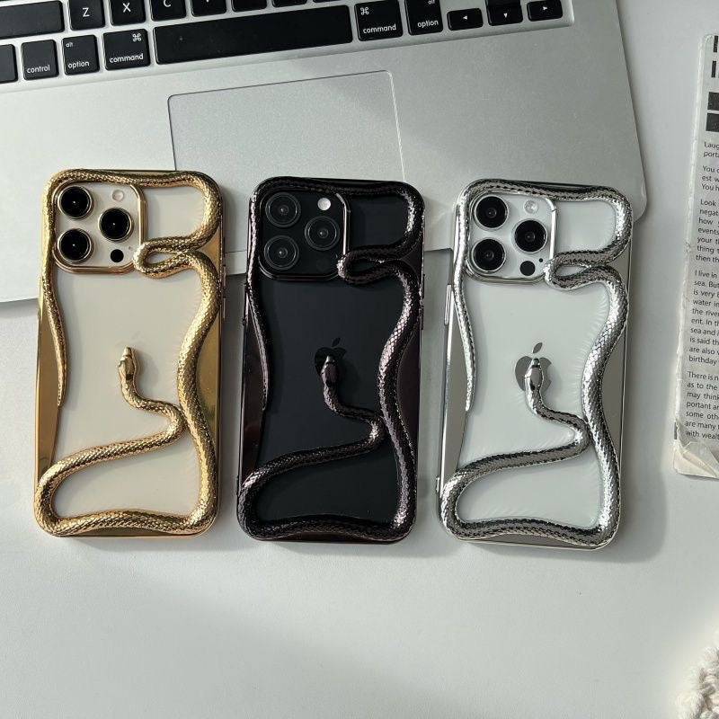 Miniic Shop 3D Snake Hollow phone case, ultra-thin bare feel design, shown on a smartphone for sleek protection and style.