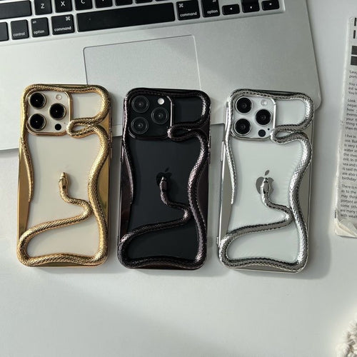Miniic Shop 3D Snake Hollow phone case, ultra-thin bare feel design, shown on a smartphone for sleek protection and style.