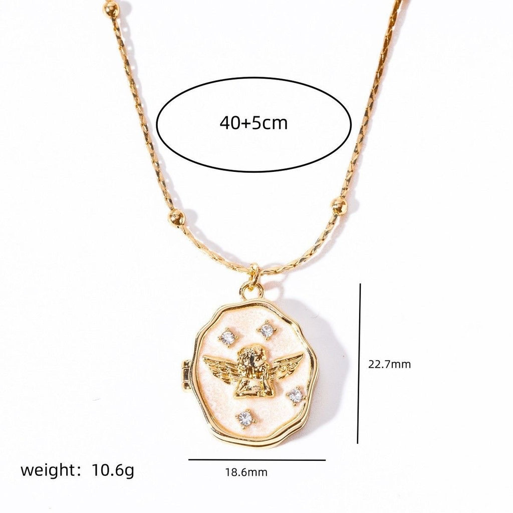 Custom photo angel locket necklace by Miniic Shop featuring a silver pendant with a personalized photo inside.