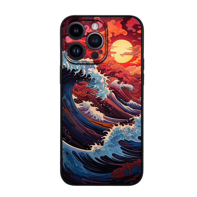 Applicable to Apple 12 retro oil painting wind carpet hair protective case mobile phone case pattern DIY
