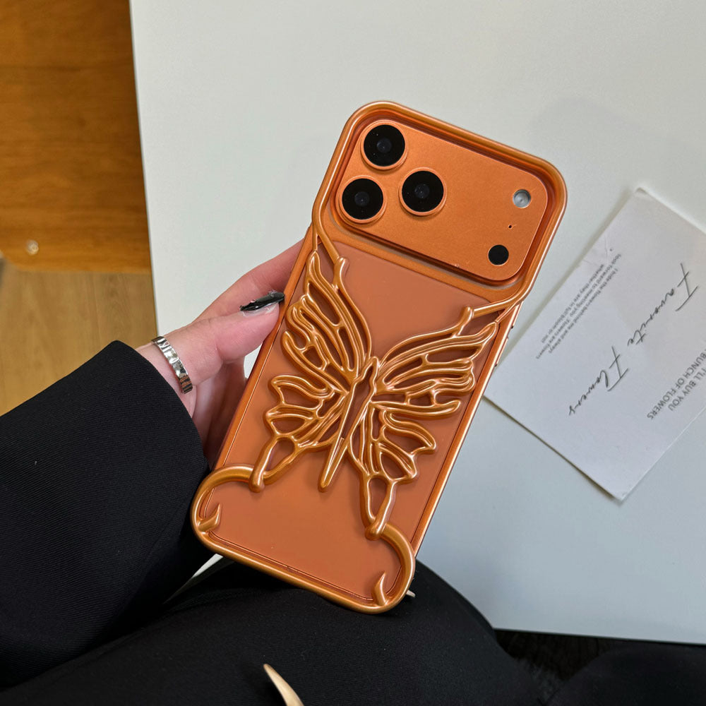 Miniic Shop 3D butterfly phone case with aesthetic hollow-out design, featuring colorful butterfly patterns on a protective phone cover.
