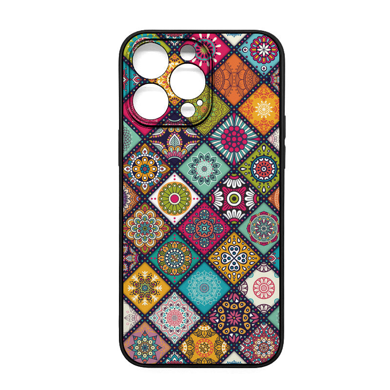 Applicable to Apple 12 retro oil painting wind carpet hair protective case mobile phone case pattern DIY