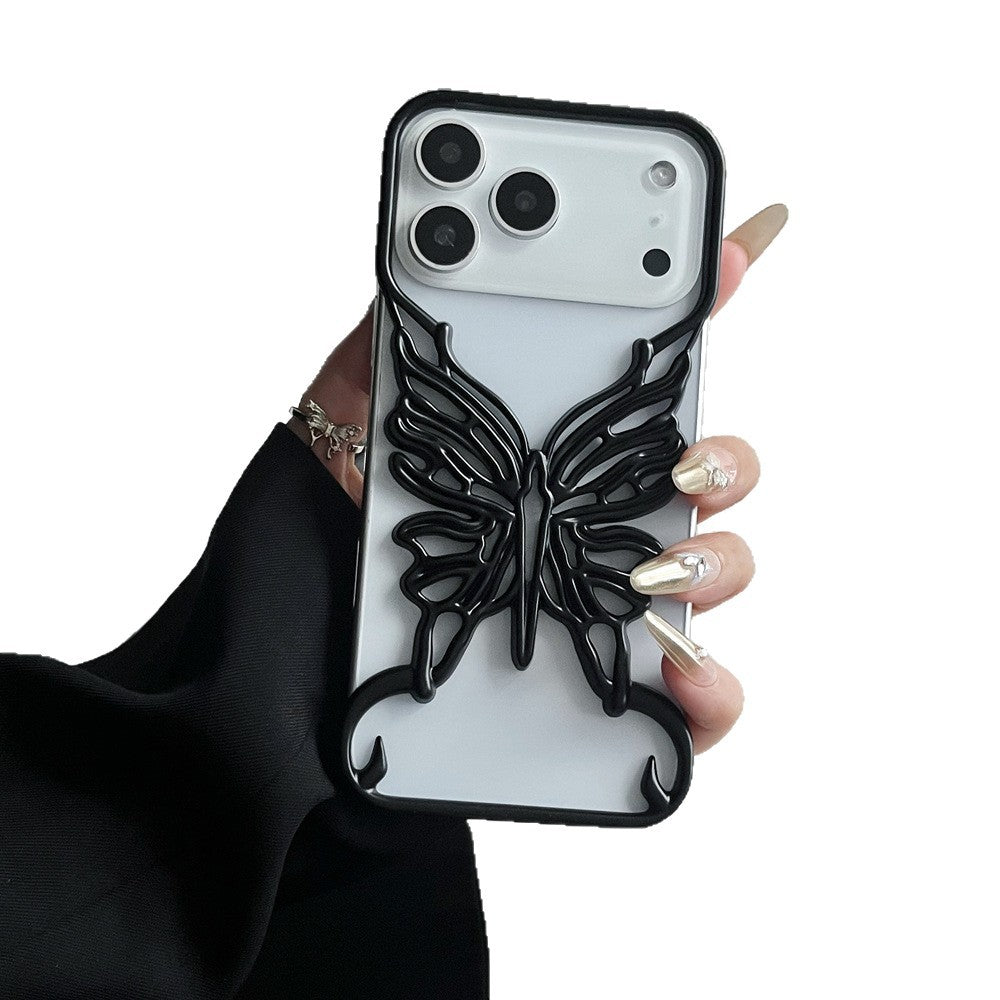 Miniic Shop 3D butterfly phone case with aesthetic hollow out design, showcasing detailed butterfly and floral cutouts on a sleek phone cover.