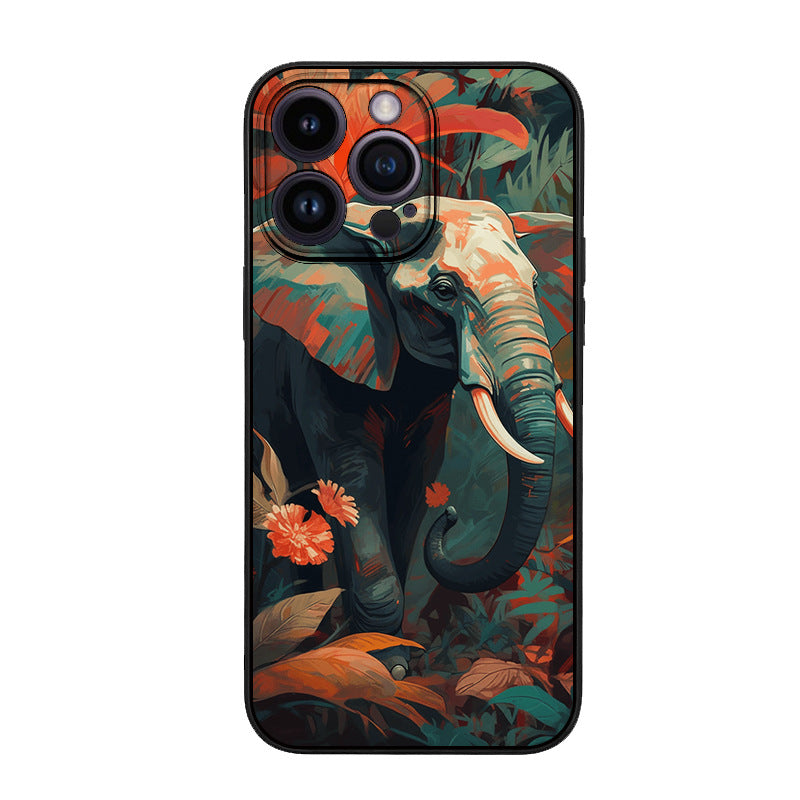 Applicable to Apple 12 retro oil painting wind carpet hair protective case mobile phone case pattern DIY