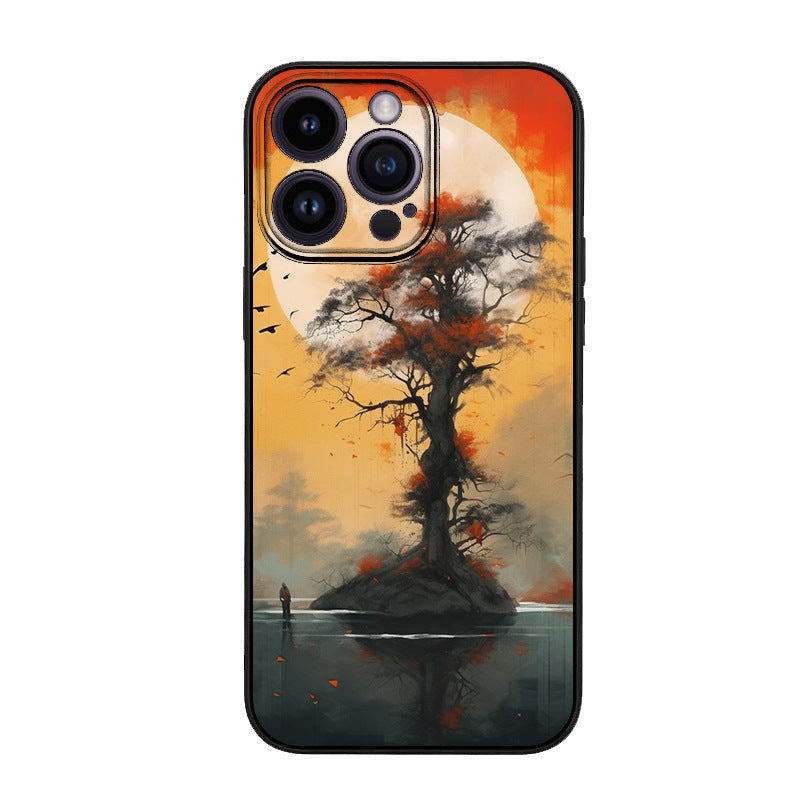 Applicable to Apple 12 retro oil painting wind carpet hair protective case mobile phone case pattern DIY