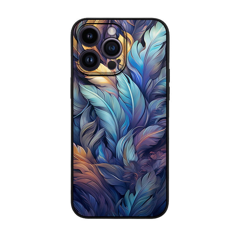 Applicable to Apple 12 retro oil painting wind carpet hair protective case mobile phone case pattern DIY