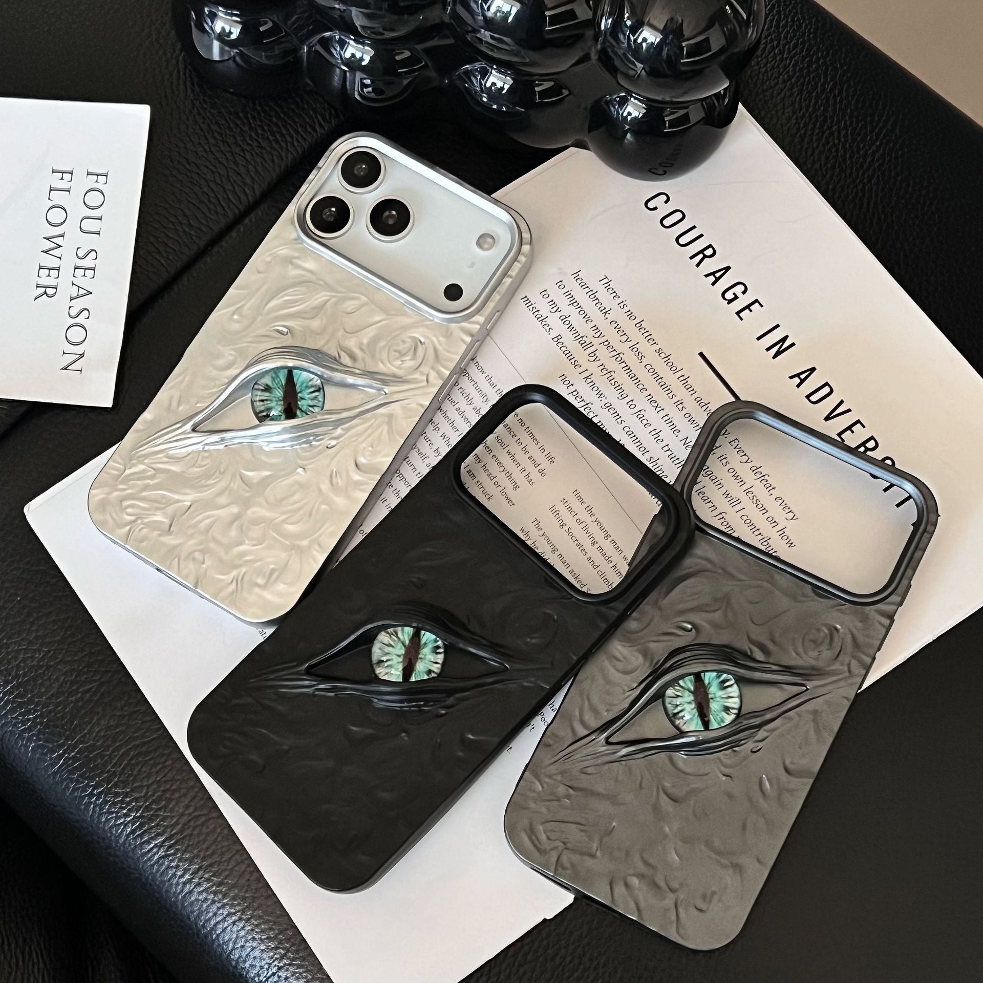 3D Evil Eye textured phone case by Miniic Shop, shockproof cover with aesthetic design for smartphones.