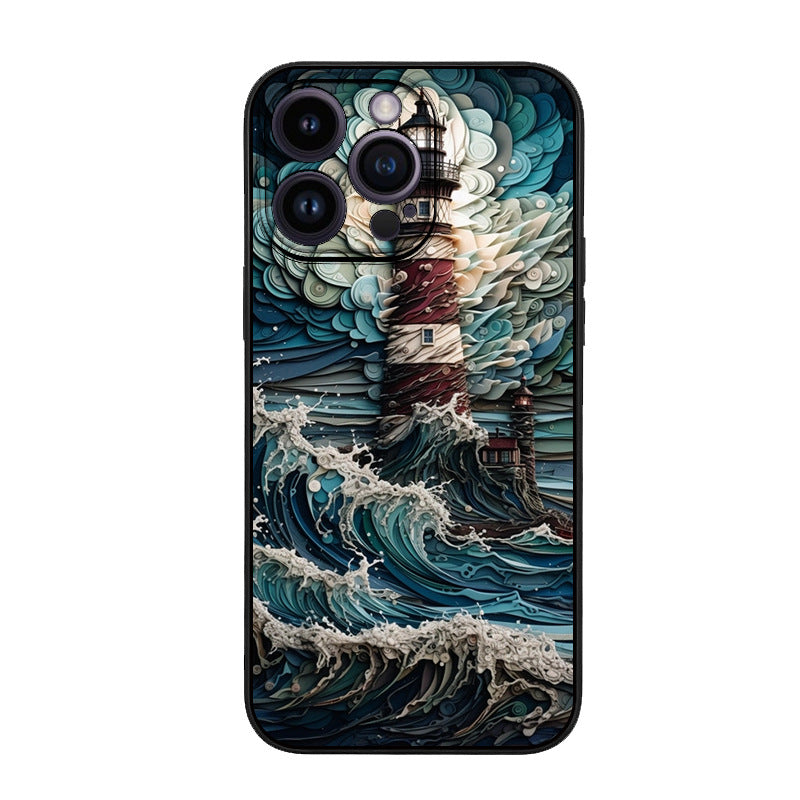 Applicable to Apple 12 retro oil painting wind carpet hair protective case mobile phone case pattern DIY