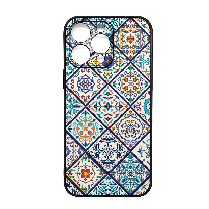 Applicable to Apple 12 retro oil painting wind carpet hair protective case mobile phone case pattern DIY