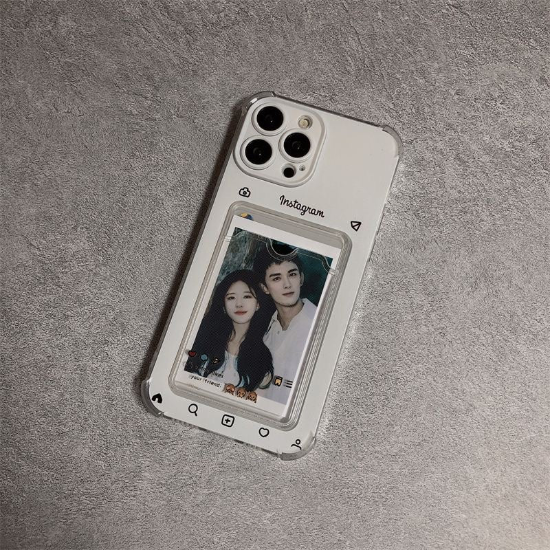 Personalized clear silicone phone case with custom photo design for iPhone by Miniic Shop, showing a close-up of the case's transparent material.