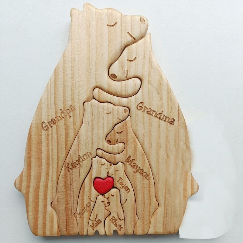 Custom Bear Cub Family Plaque featuring engraved bear cubs and family name, ideal for personalized nursery or home decor.